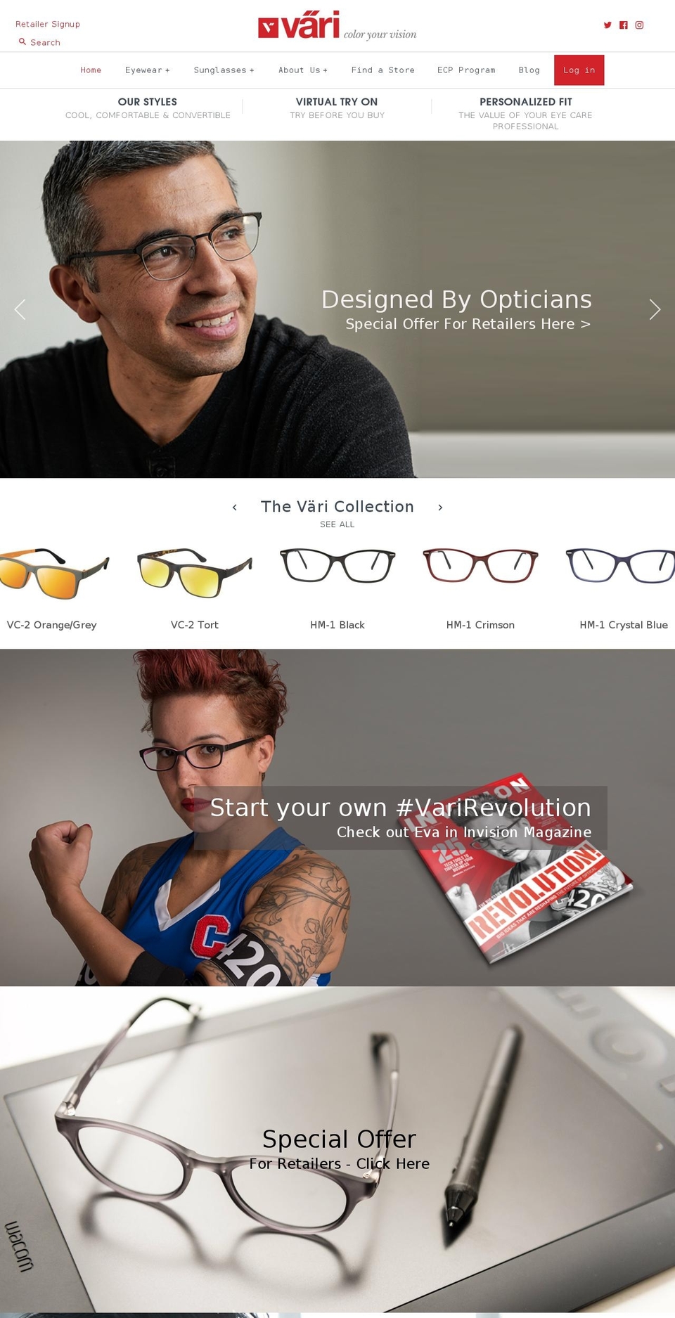 varieyewear.com shopify website screenshot