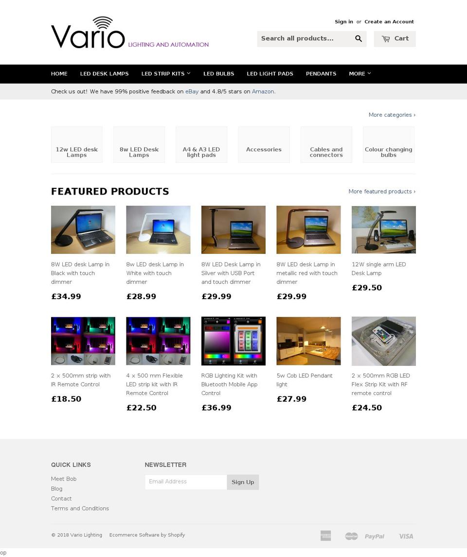 variolighting.co.uk shopify website screenshot