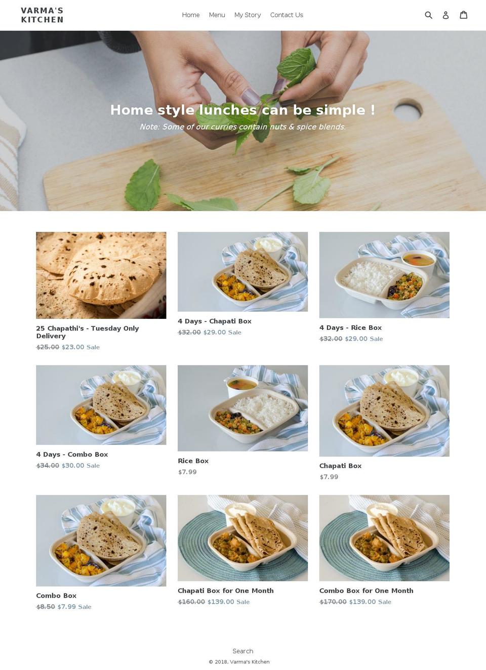 varmaskitchen.com — Shopify storefront screenshot