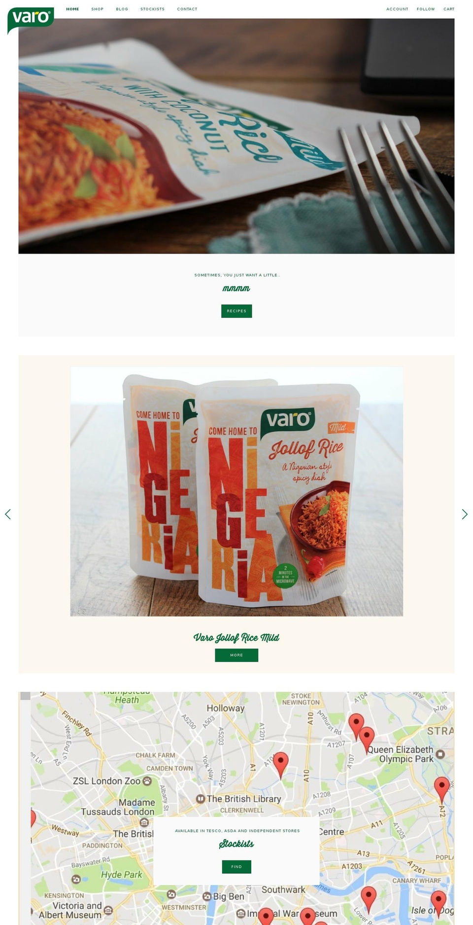 varofoods.com shopify website screenshot