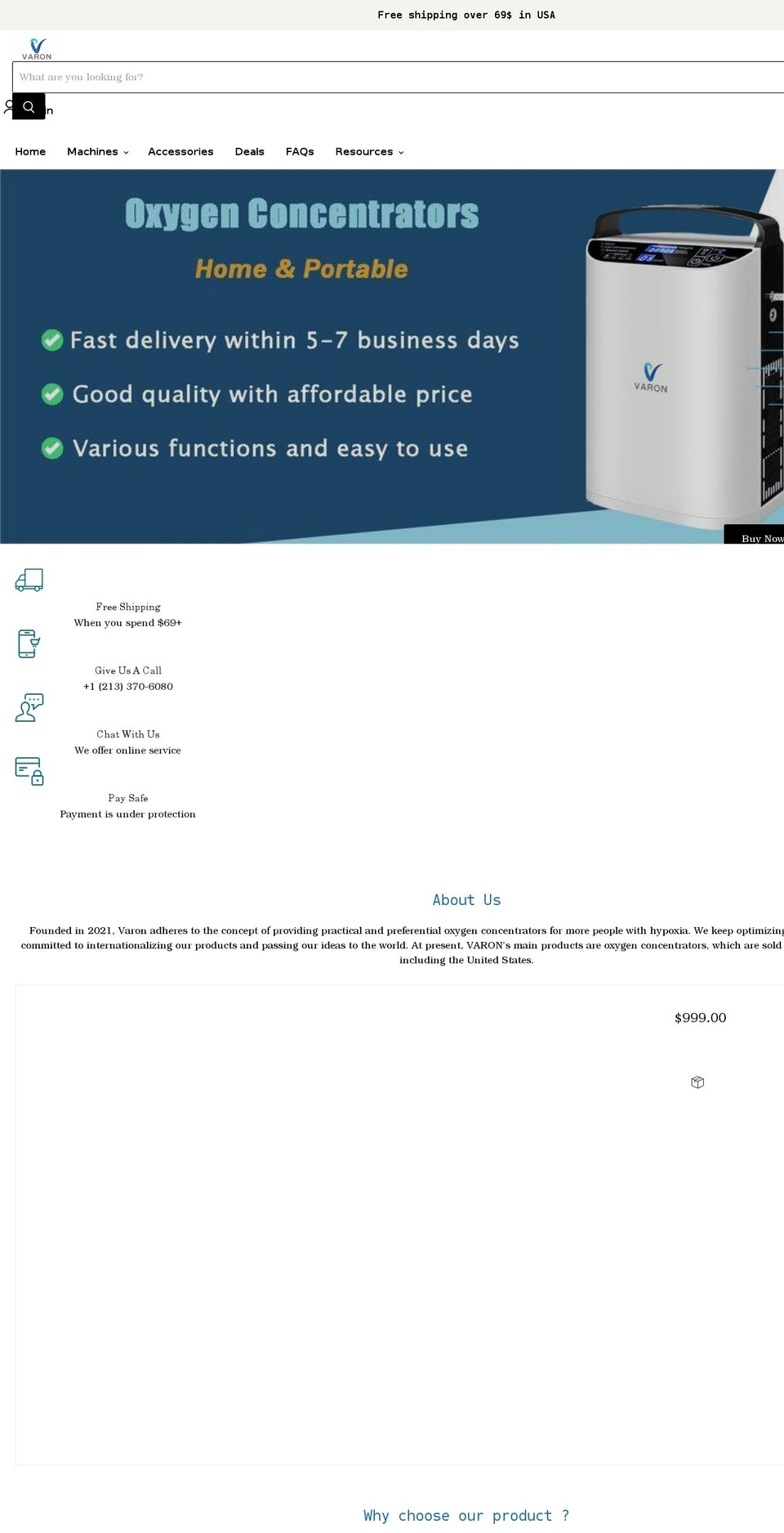 varoninc.com shopify website screenshot