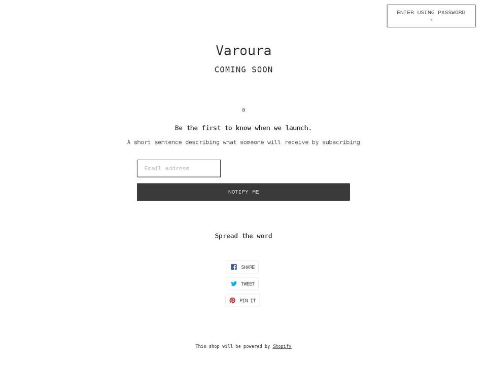 varoura.com shopify website screenshot
