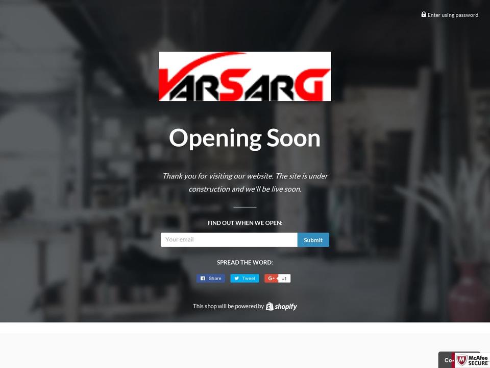varsarg.com shopify website screenshot