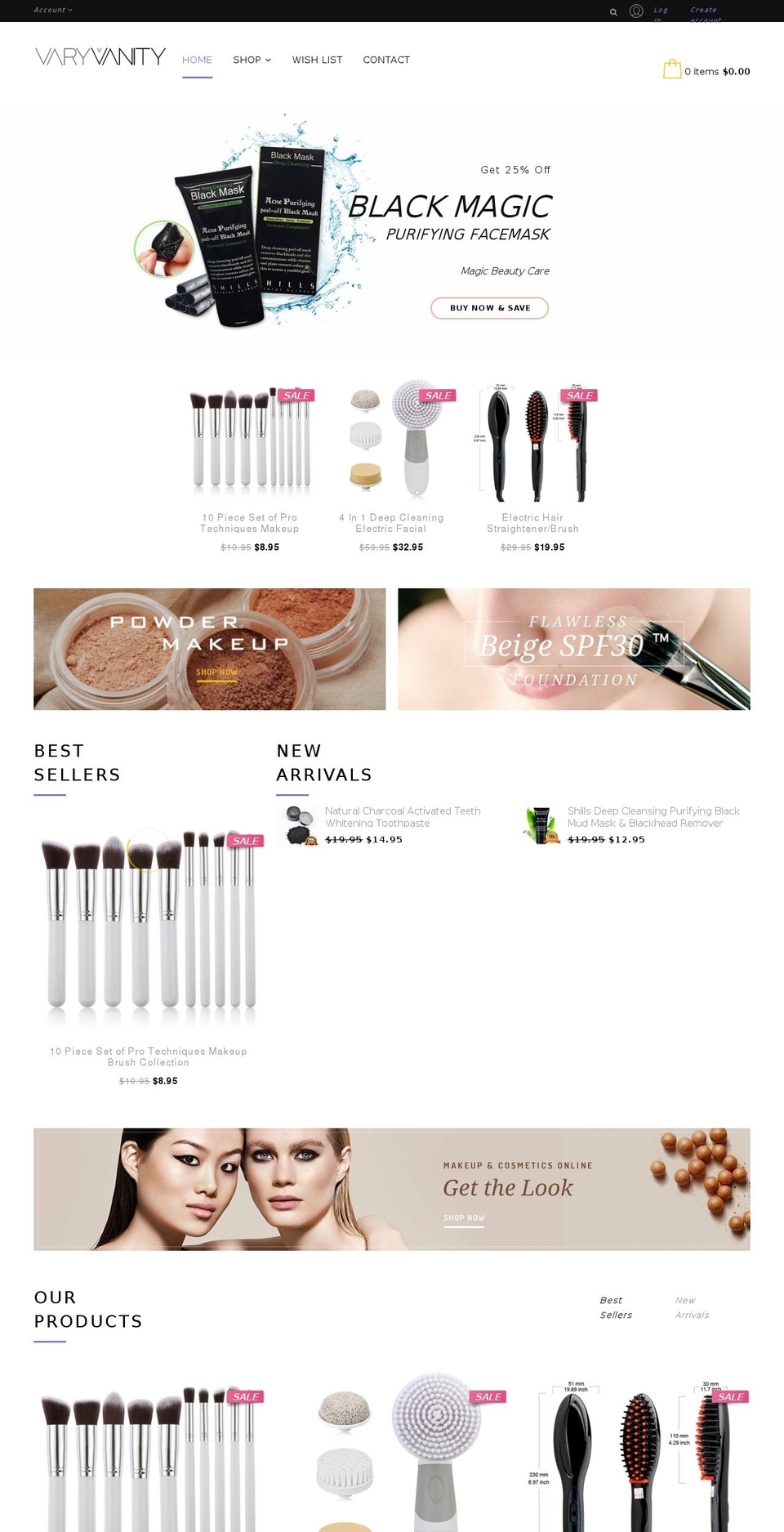 home5 Shopify theme site example varyvanity.com