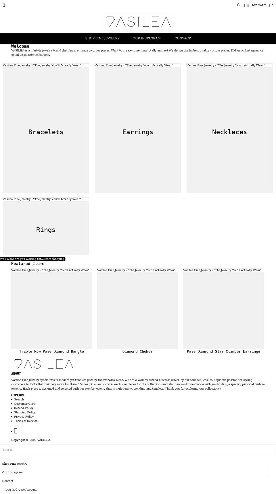 vasilea.com shopify website screenshot
