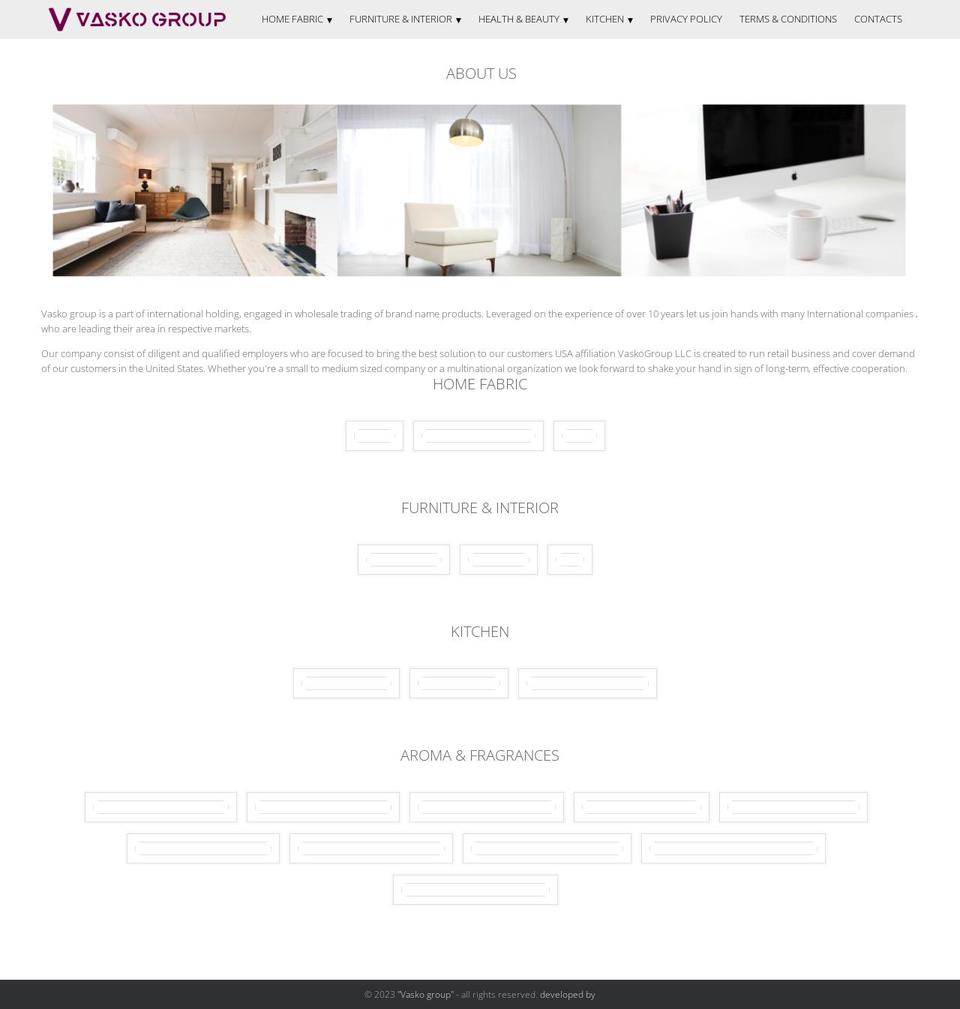 vaskogroup.com shopify website screenshot