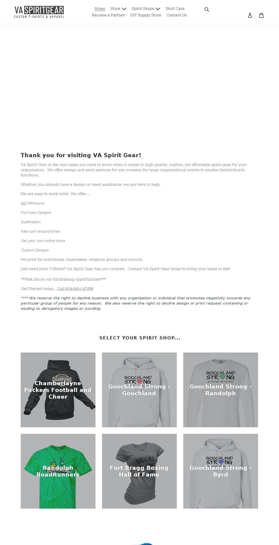 vaspiritgear.com shopify website screenshot