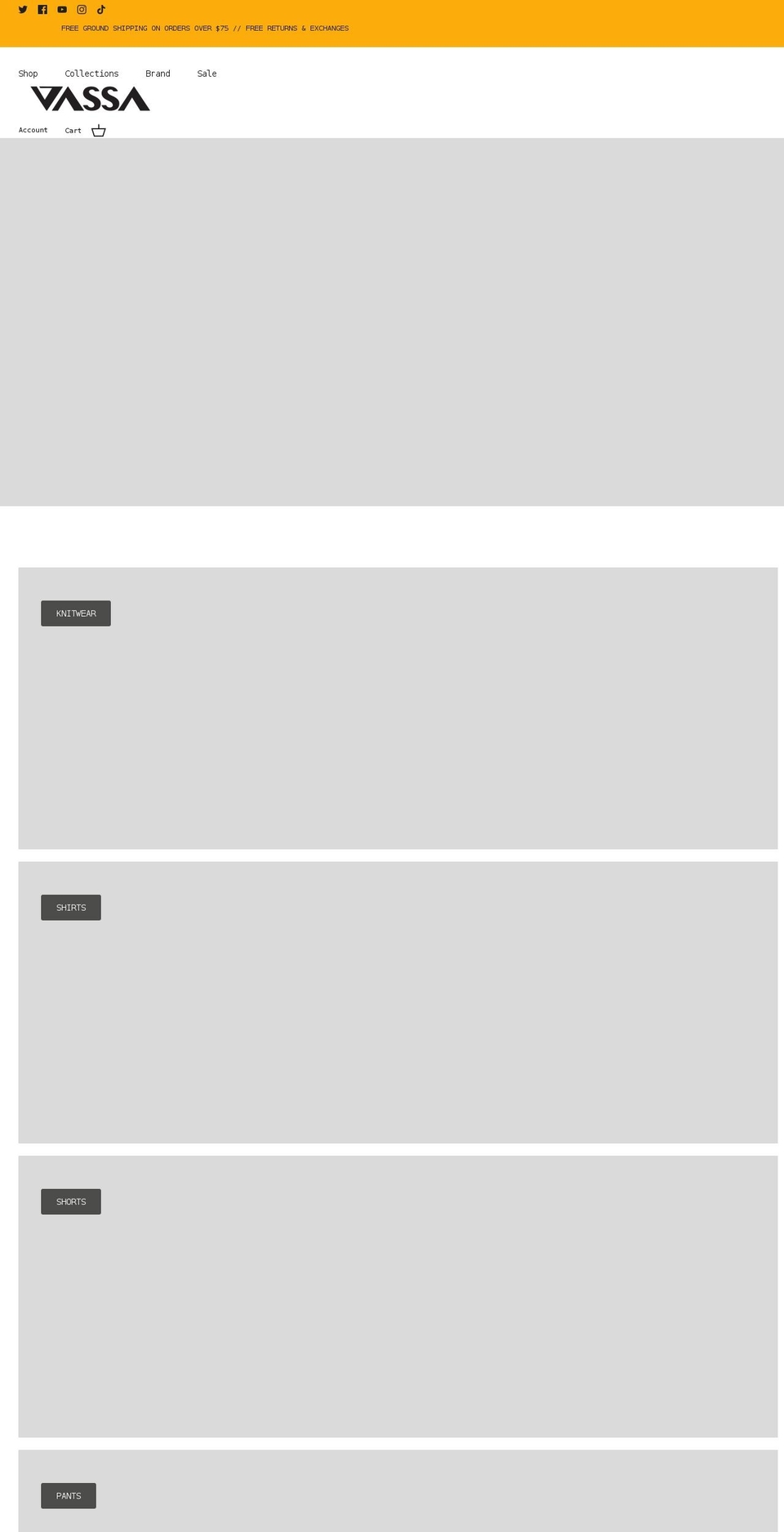 vassaclothing.com shopify website screenshot