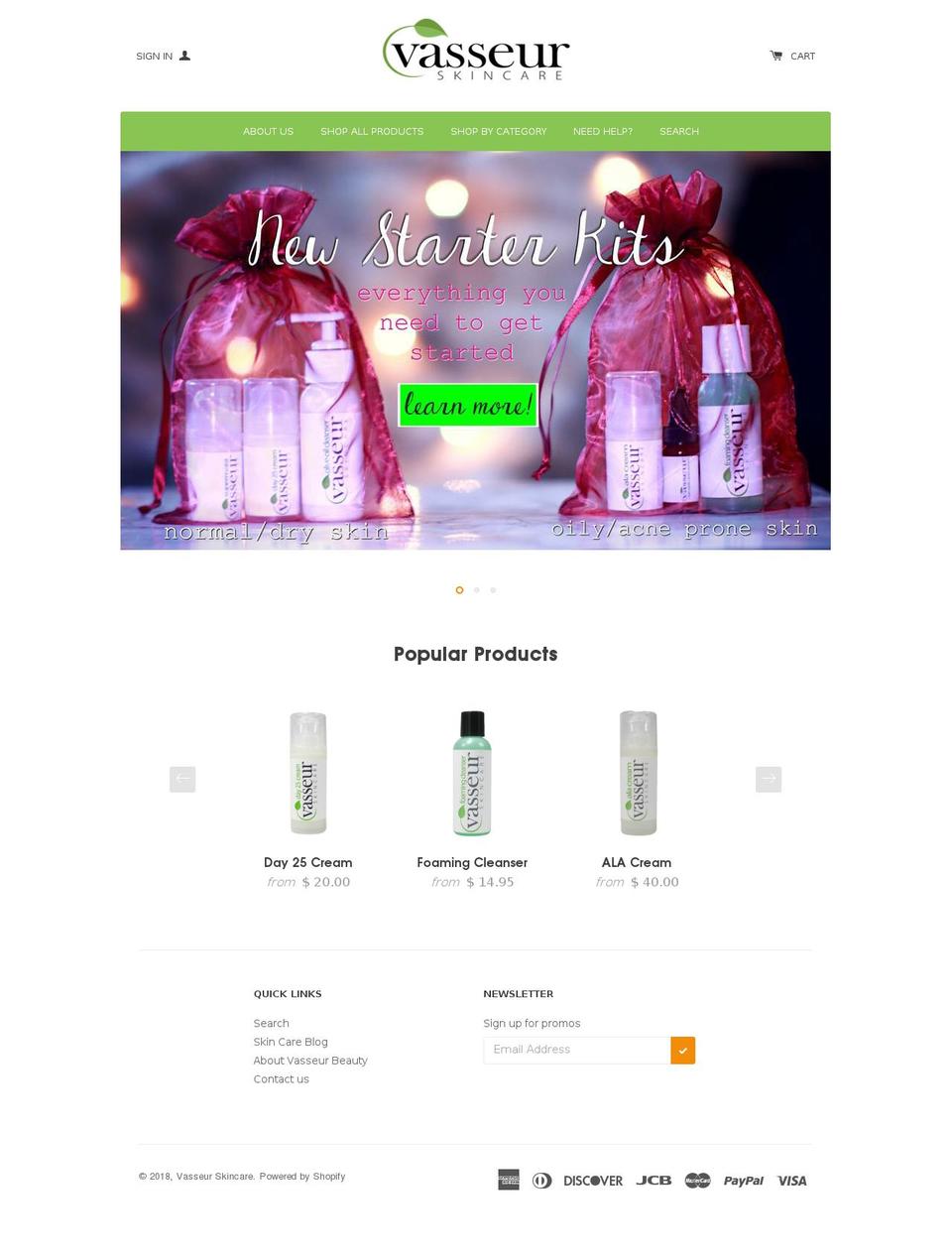 vasseurskin.com — Shopify storefront screenshot