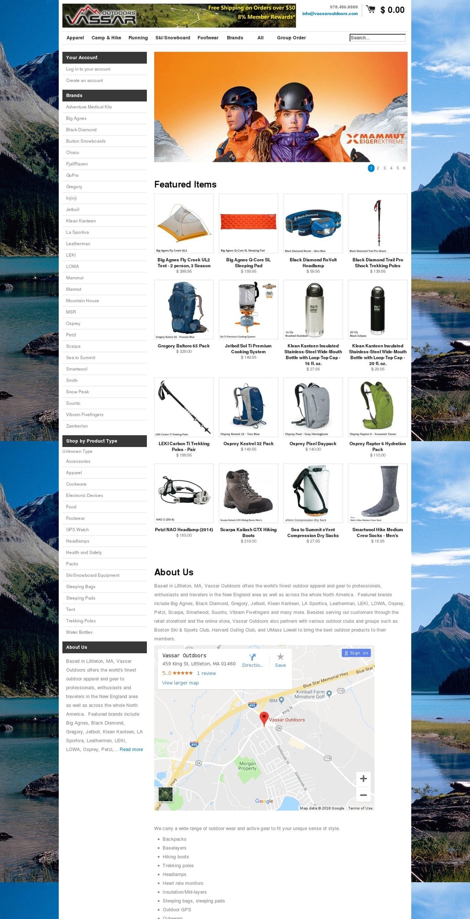 vassoutdoors.com — Shopify storefront screenshot