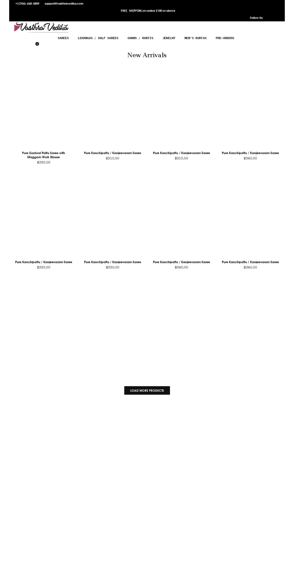 vasthravedika.com shopify website screenshot
