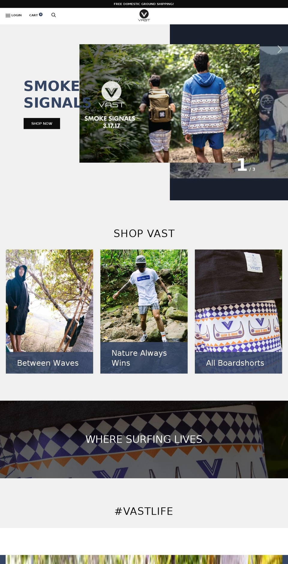 vastlife.com shopify website screenshot