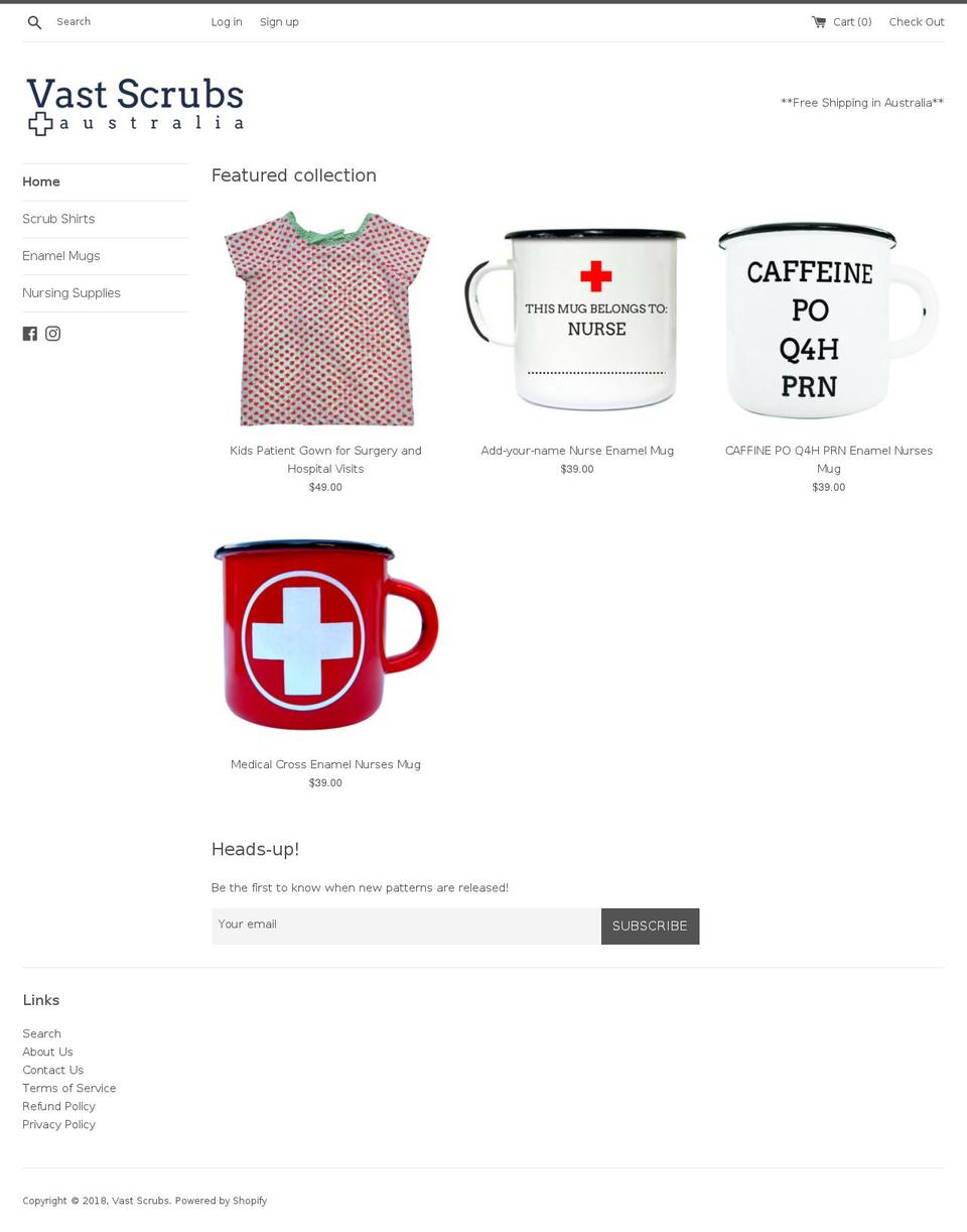 vastscrubs.com — Shopify storefront screenshot