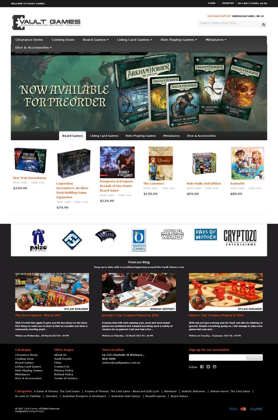 vaultgames.com.au shopify website screenshot