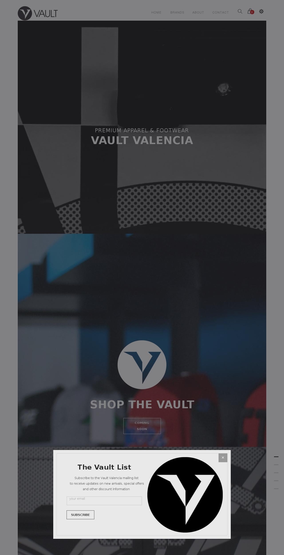 vaultvalencia.com shopify website screenshot