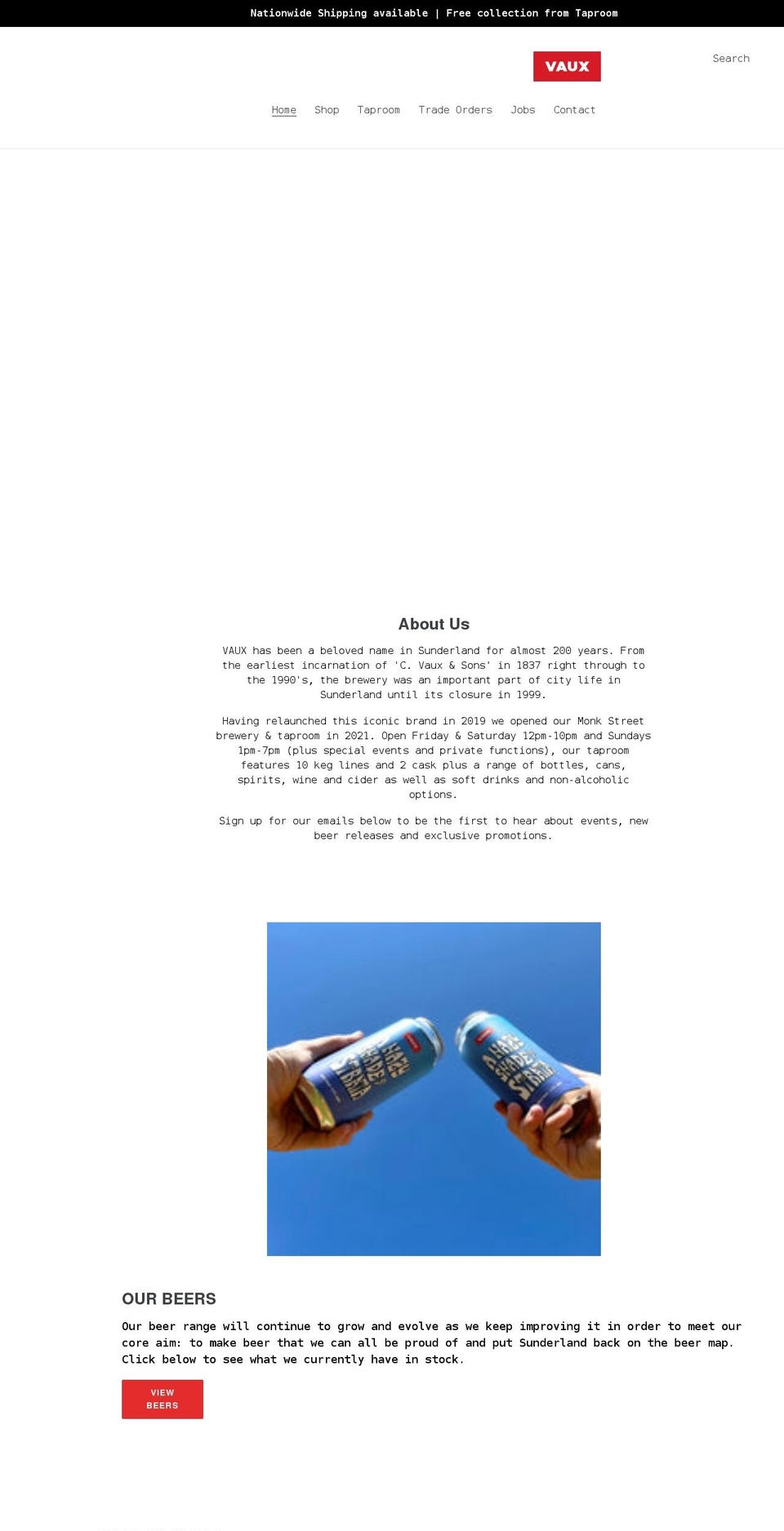 vaux.beer shopify website screenshot