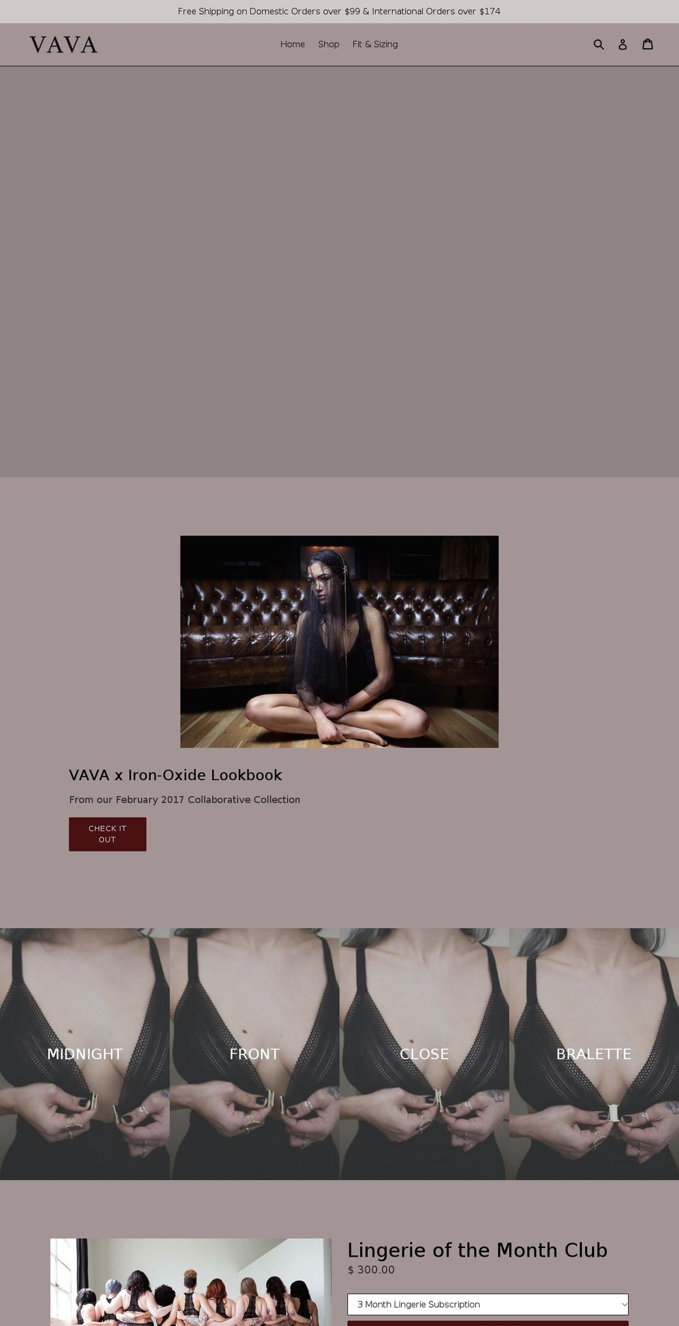 vavalingerie.com shopify website screenshot