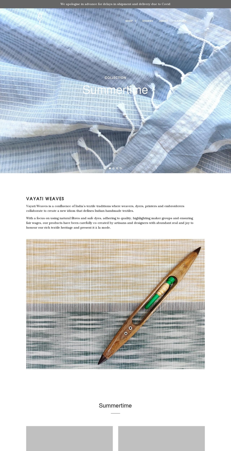 vayatiweaves.com shopify website screenshot