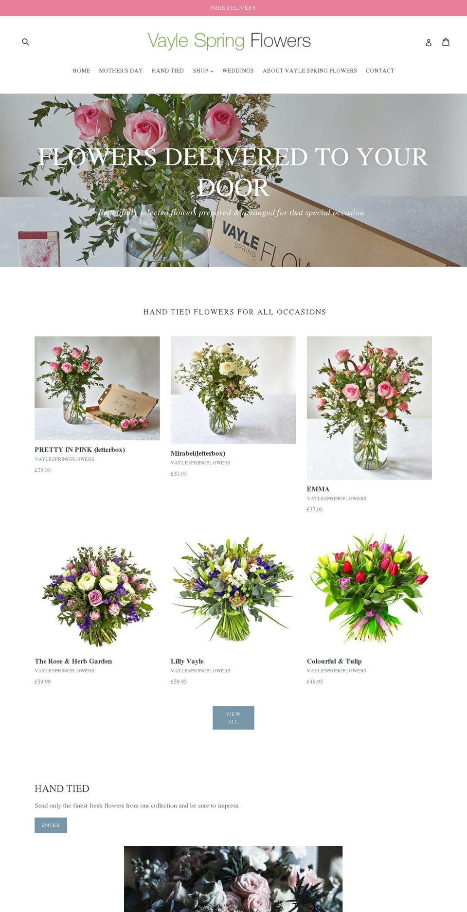 vaylespringflowers.com — Shopify storefront screenshot