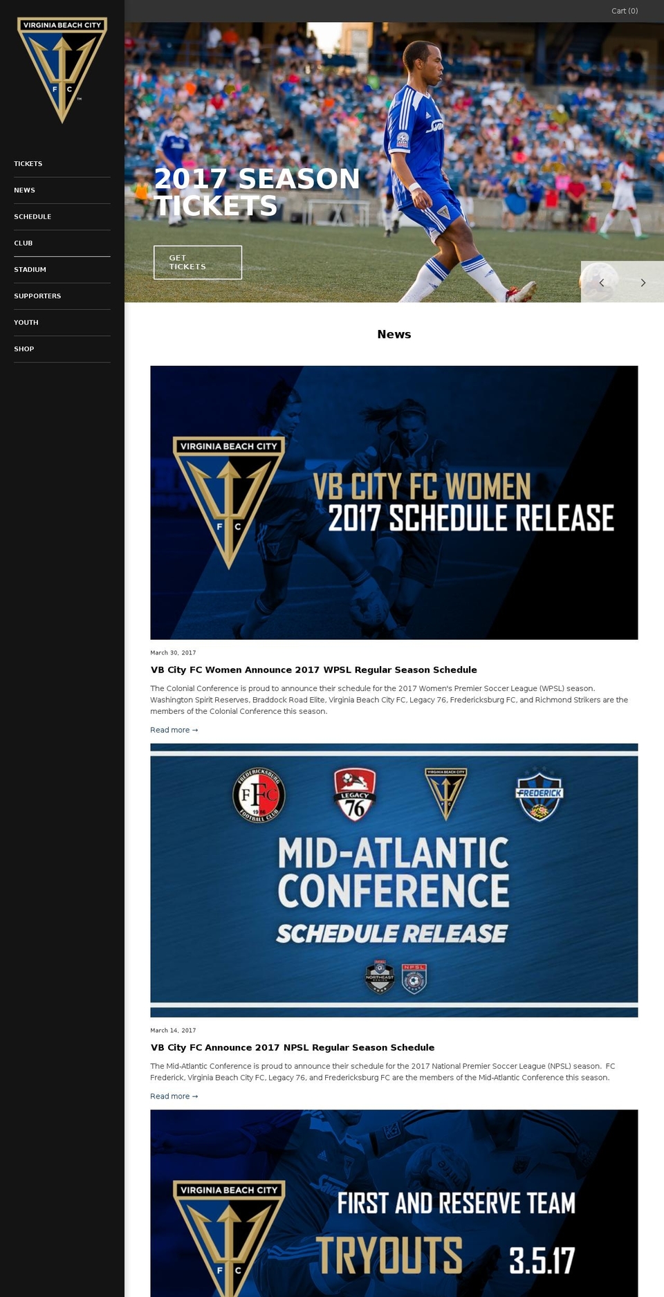 vbcityfcstore.com shopify website screenshot