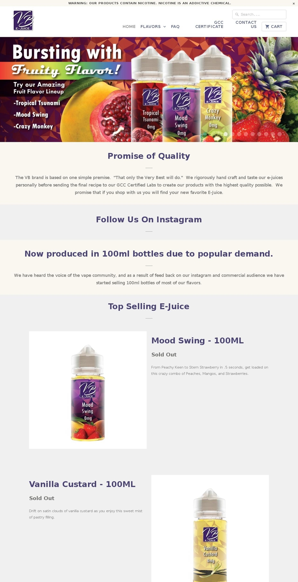vbejuice.com — Shopify storefront screenshot