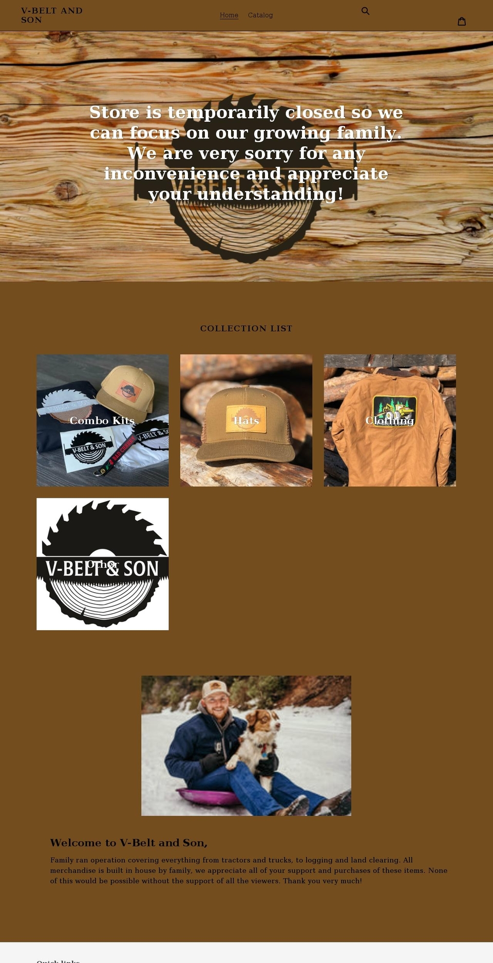 vbeltandson.com shopify website screenshot