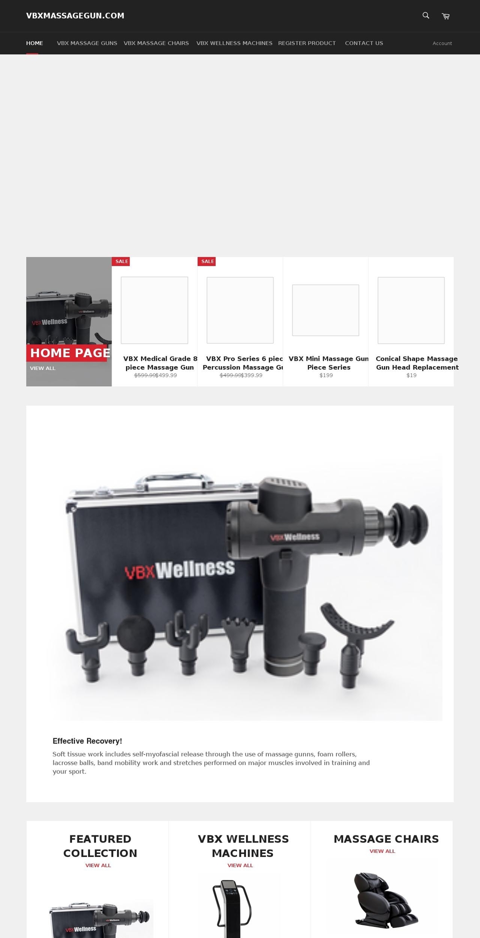 vbxmassagegun.com shopify website screenshot