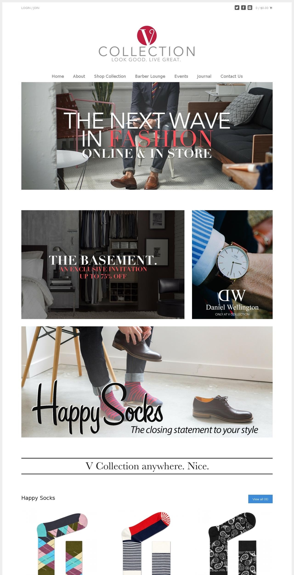 vcollectiononline.com shopify website screenshot
