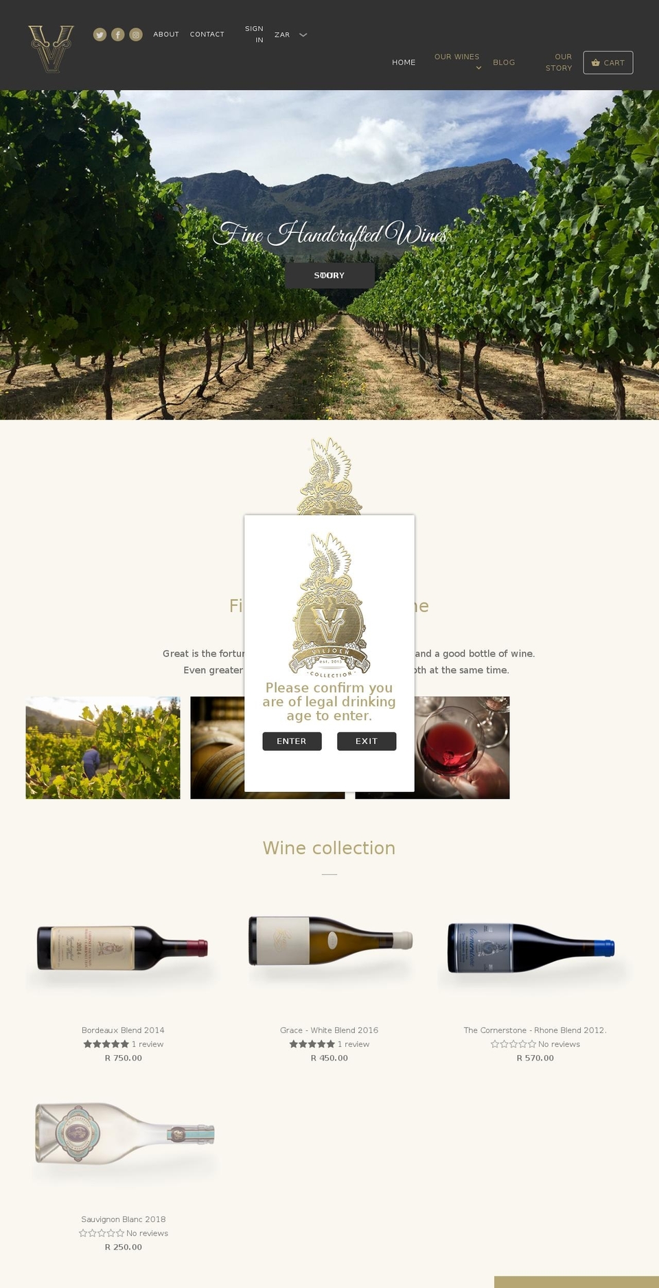 vcollectionwines.com shopify website screenshot