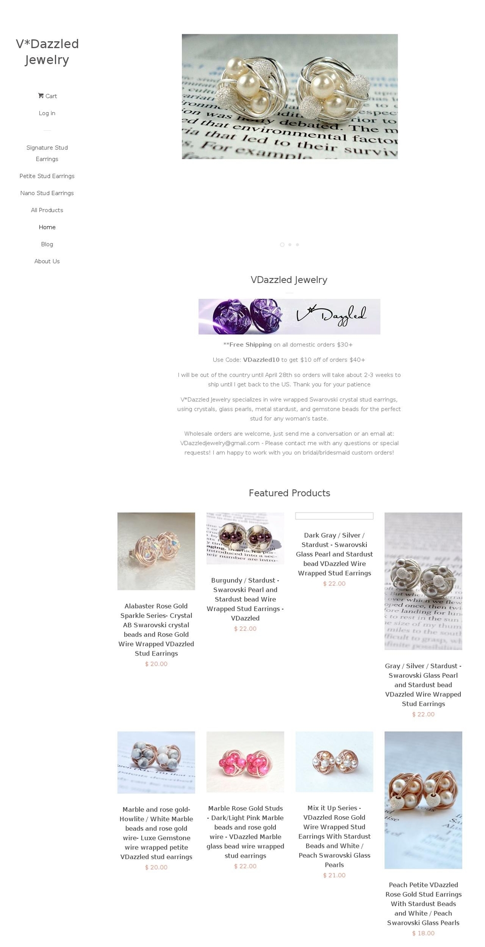 vdazzled.com — Shopify storefront screenshot