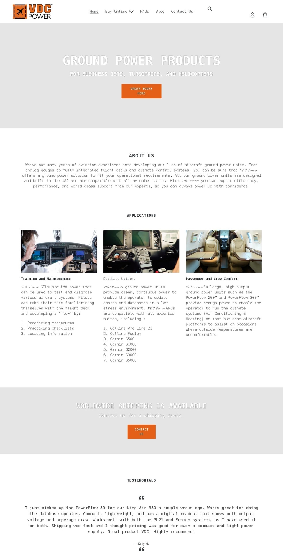 vdcpower.com shopify website screenshot
