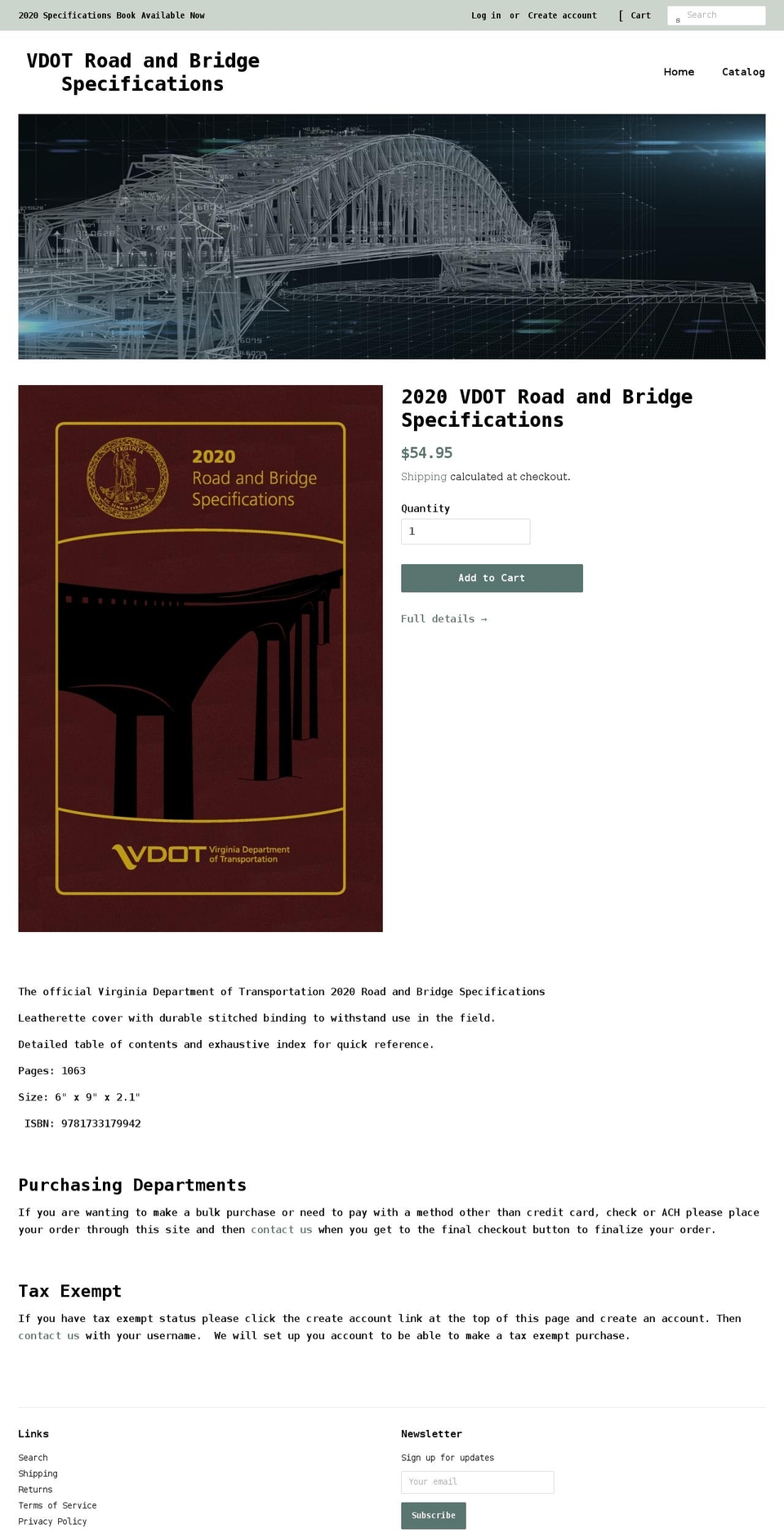 vdotroadandbridge.com shopify website screenshot