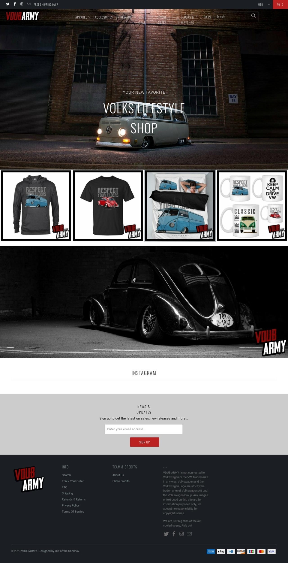 vdubarmy.com shopify website screenshot