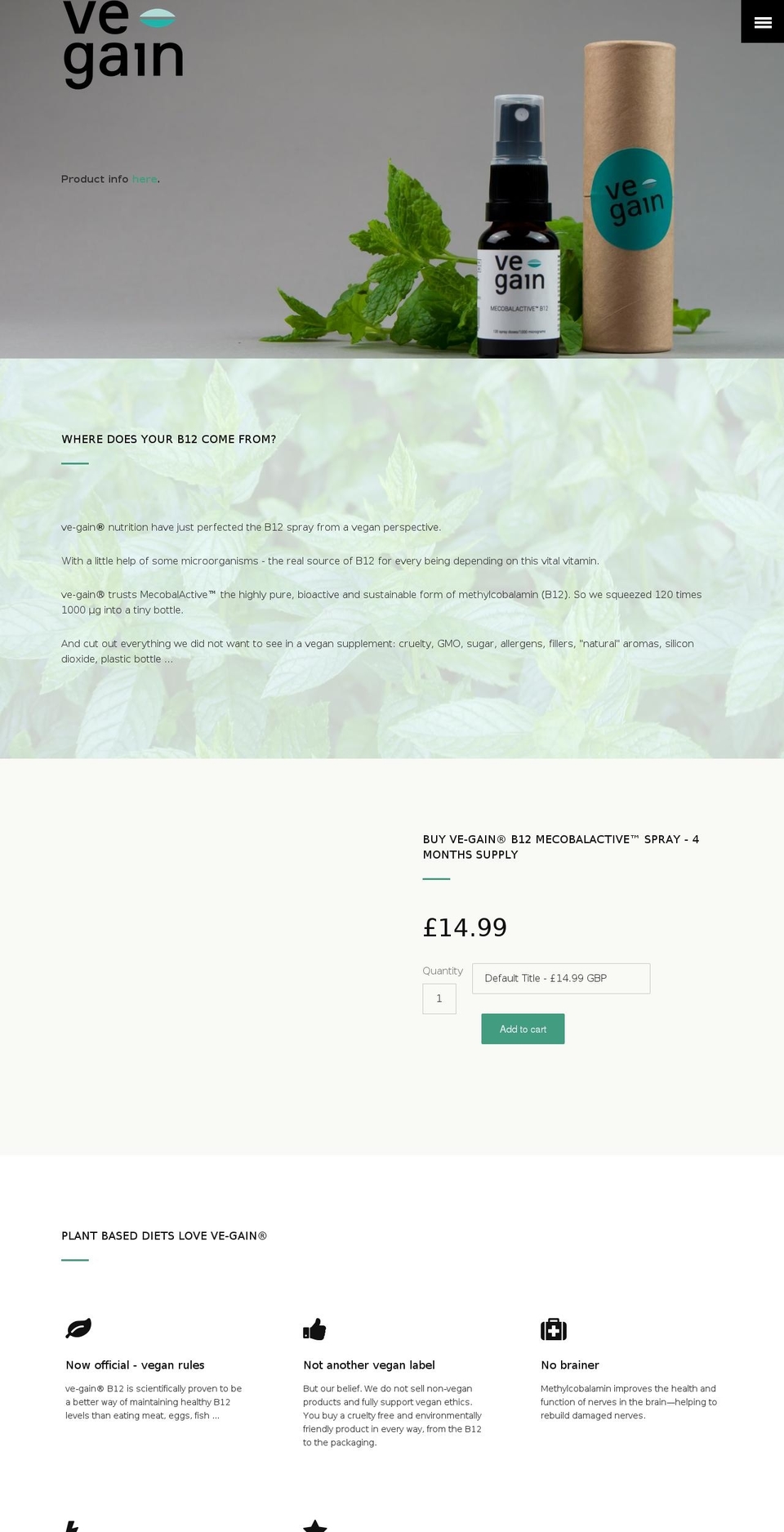 ve-gain.com — Shopify storefront screenshot