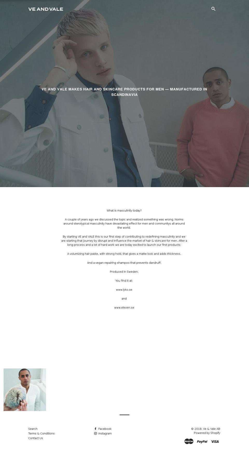 veandvale.com — Shopify storefront screenshot