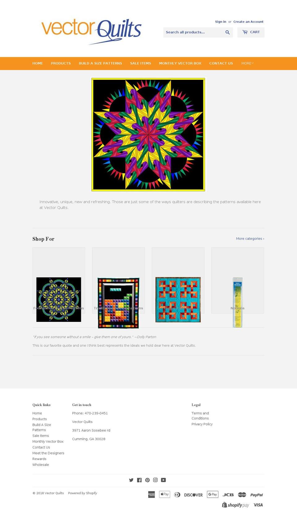 vectorquilts.com shopify website screenshot