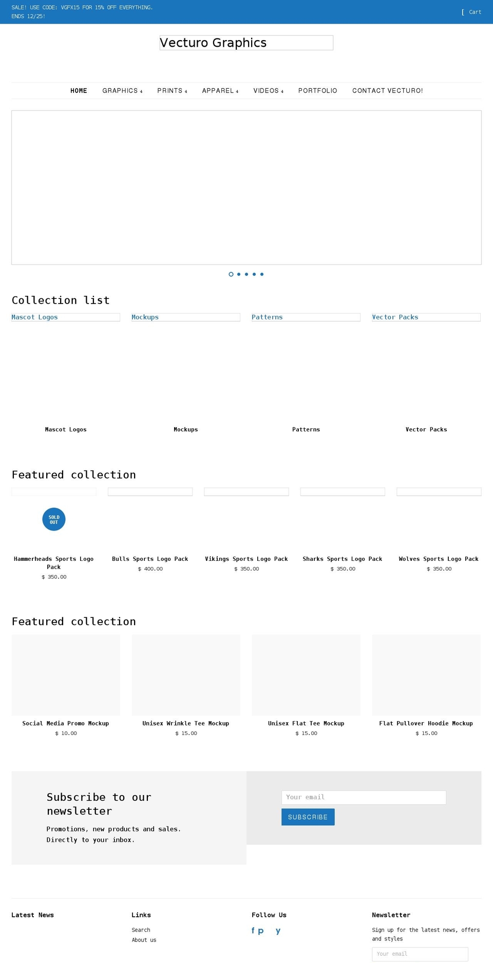 vecturogfx.com shopify website screenshot