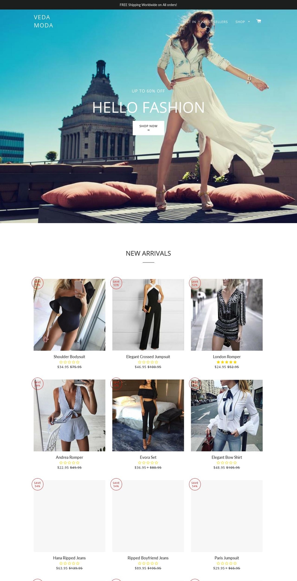 vedamoda.com — Shopify storefront screenshot