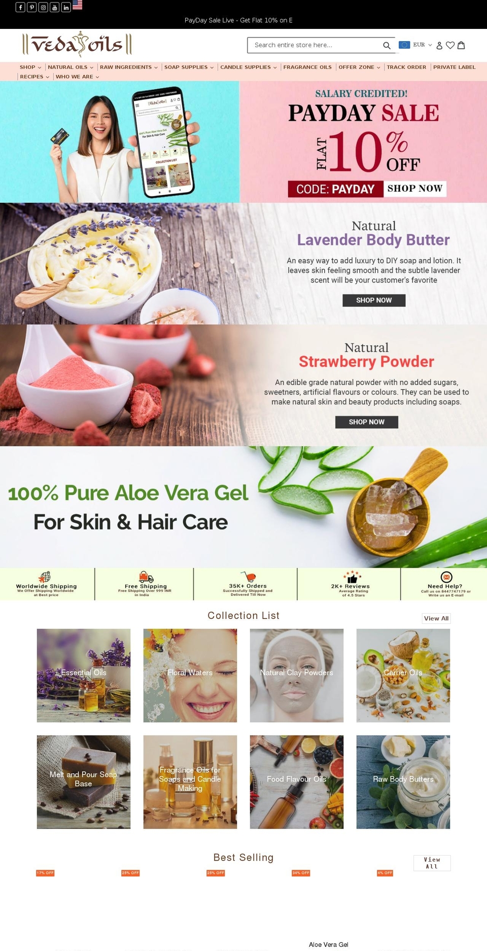 vedaoils.com — Shopify storefront screenshot