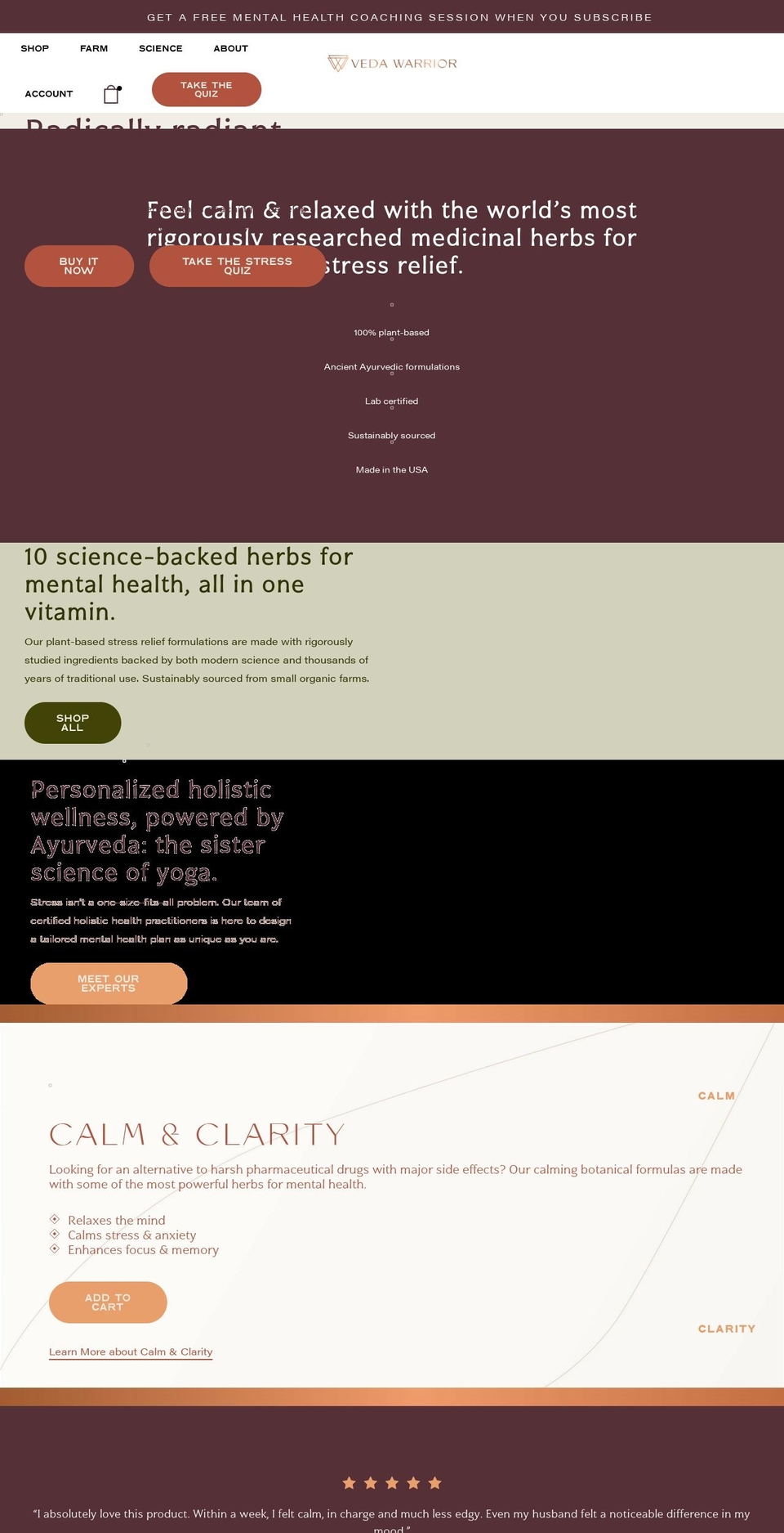 vedawarrior.com shopify website screenshot