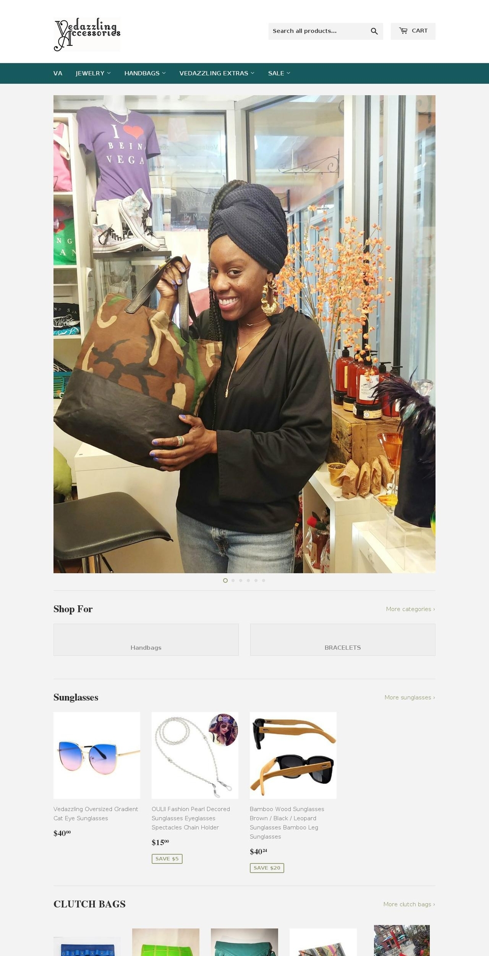 vedazzlingaccessories.com shopify website screenshot