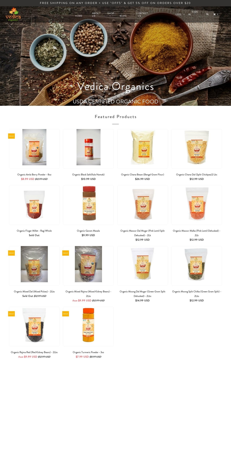 vedicaorganics.net shopify website screenshot