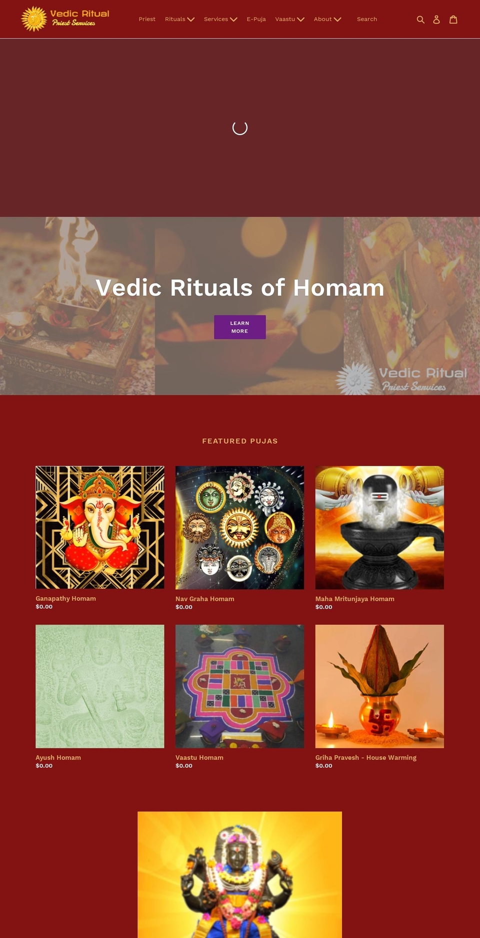 vedicritual.com — Shopify storefront screenshot