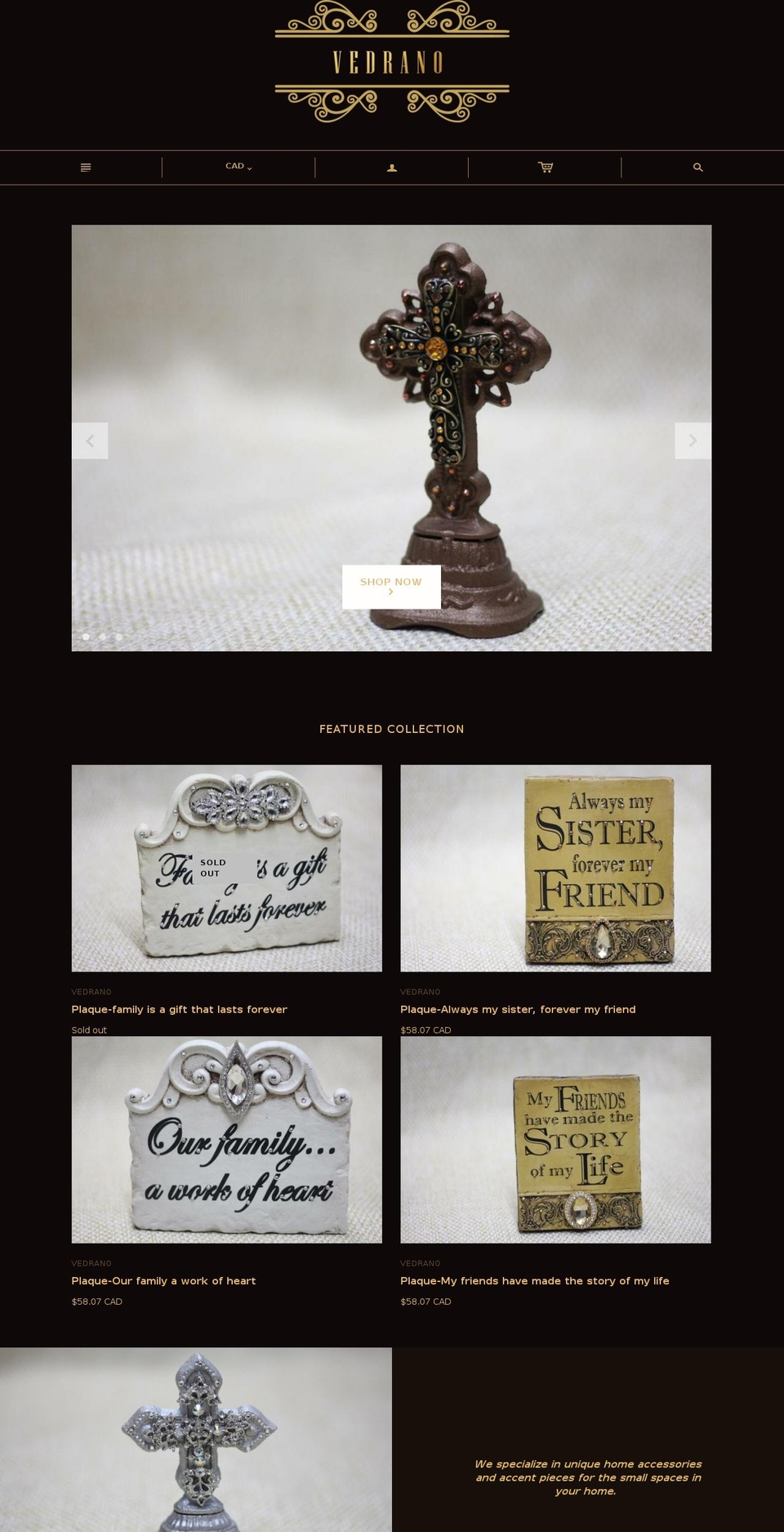 vedrano.com — Shopify storefront screenshot