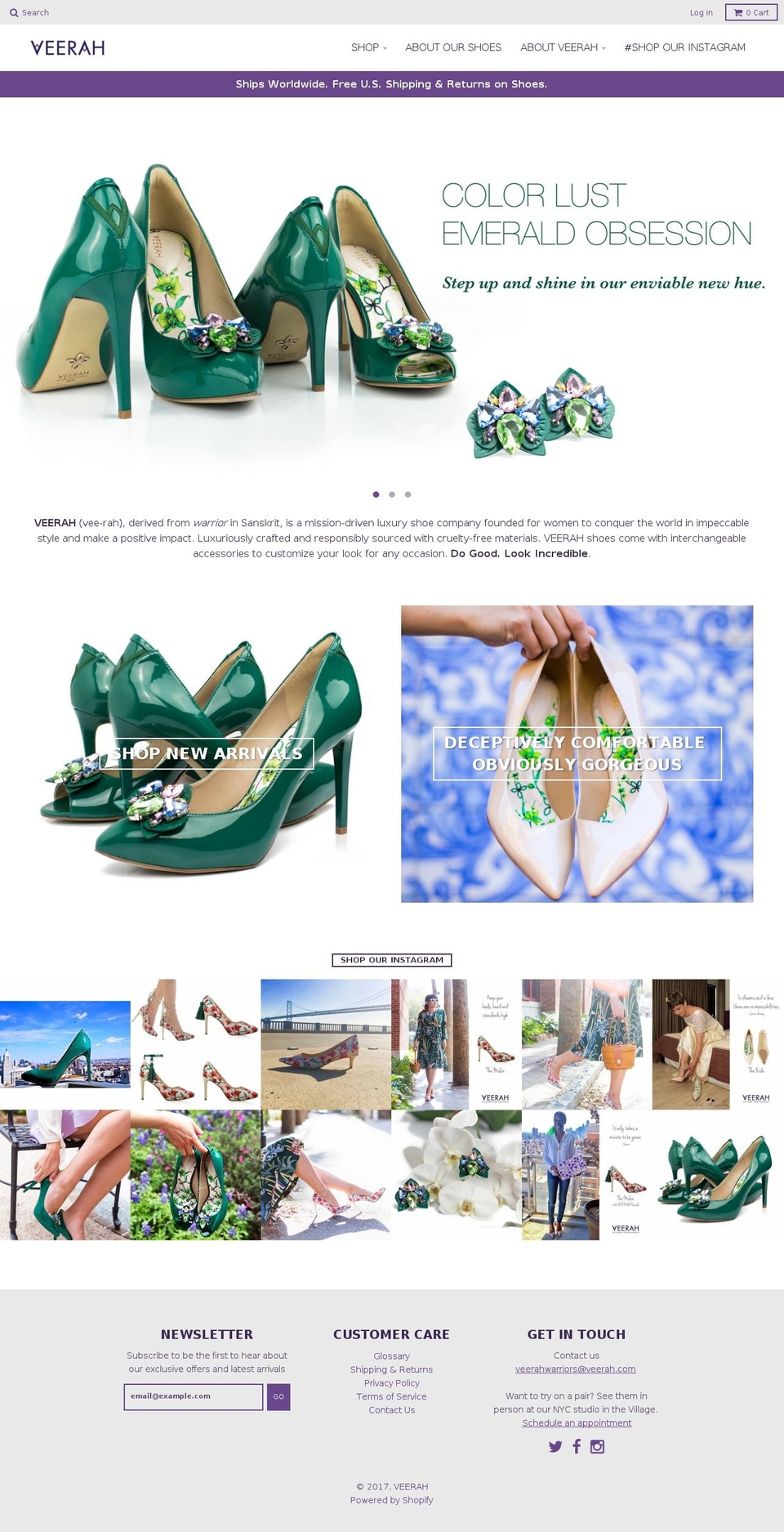 veerah.com shopify website screenshot