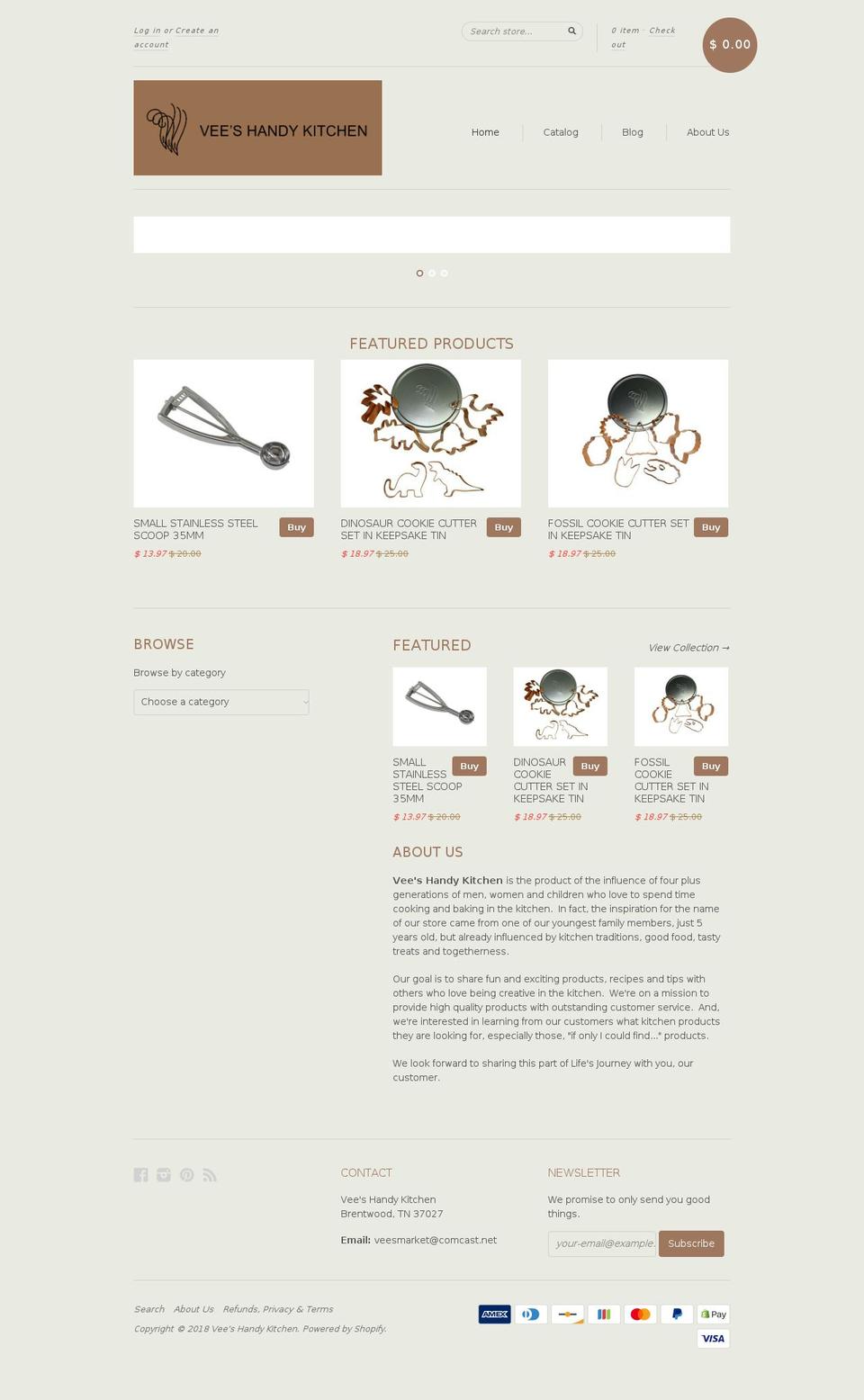 veeshandykitchen.com — Shopify storefront screenshot