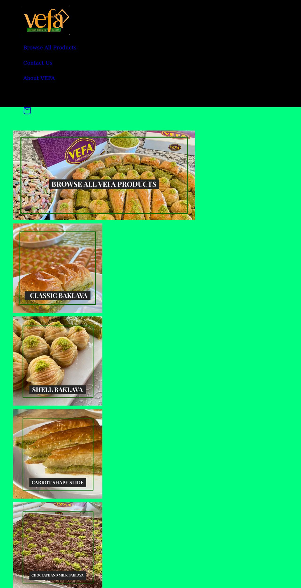 vefabaklava.com shopify website screenshot