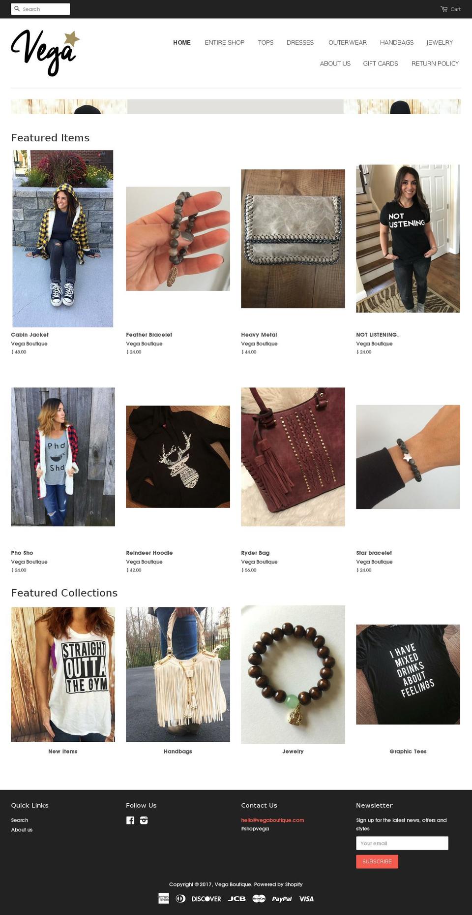 vegaboutique.com shopify website screenshot