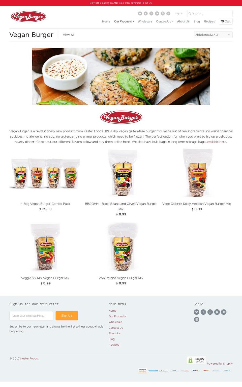vegan-burgers.com shopify website screenshot