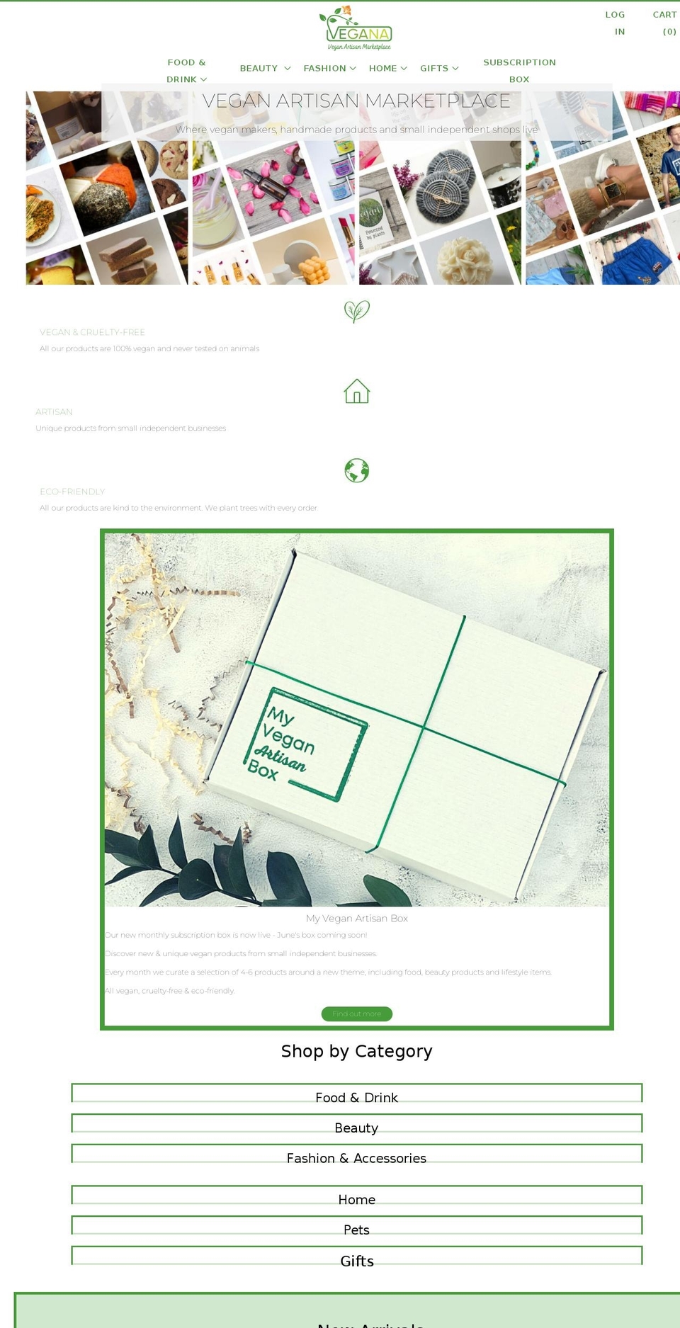 veganamarketplace.com shopify website screenshot